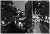 Evening on the Riverwalk. San Antonio, Texas, USA ( black and white)