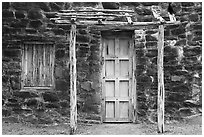 Quarters for the Native Americans, Mission San Jose. San Antonio, Texas, USA ( black and white)