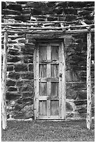 Native American door, Mission San Jose. San Antonio, Texas, USA ( black and white)