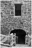 First mill in Texas, Mission San Jose. San Antonio, Texas, USA ( black and white)