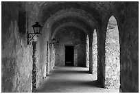 Gallery, Mission Concepcion. San Antonio, Texas, USA ( black and white)