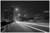 Skyline from Congress Avenue Bridge. Austin, Texas, USA ( black and white)