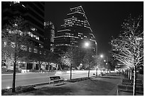 Street at night. Austin, Texas, USA ( black and white)