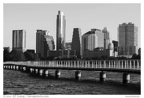 Austin skyline. Austin, Texas, USA (black and white)