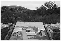 Interpretive sign, Enchanted Rock state park. Texas, USA ( black and white)