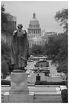 Texas Capitol seen from University campus. Austin, Texas, USA ( black and white)
