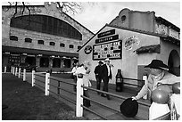 Men in front of Cowtown Coliseum. Fort Worth, Texas, USA ( black and white)