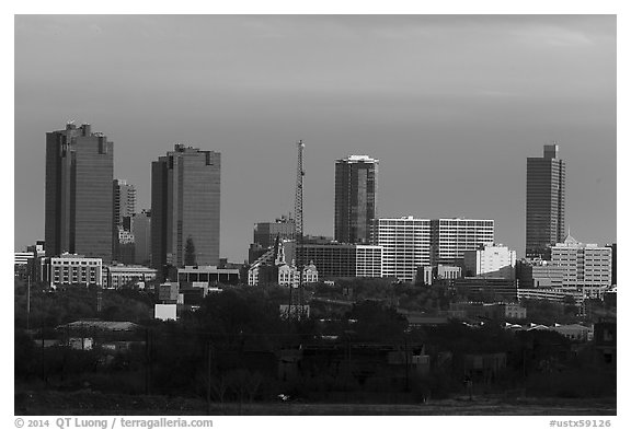 Skyline. Fort Worth, Texas, USA (black and white)