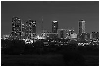 Skyline at night. Fort Worth, Texas, USA ( black and white)