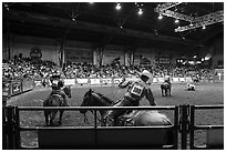 Indoor Rodeo, Cowtown coliseum. Fort Worth, Texas, USA ( black and white)