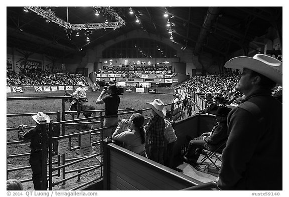 Cowtown coliseum Stokyards Rodeo. Fort Worth, Texas, USA (black and white)