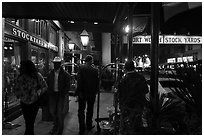 In front of Stockyards Hotel at night. Fort Worth, Texas, USA ( black and white)