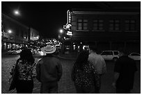 Fort Worth Stockyards at night. Fort Worth, Texas, USA ( black and white)