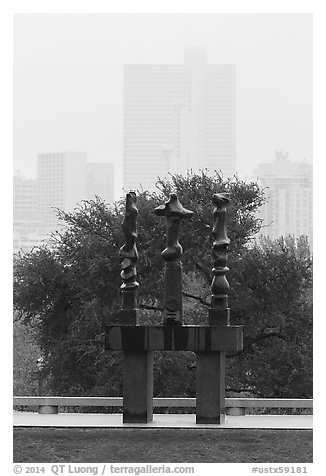 Sculpture garden of Ammon Carter Museum. Fort Worth, Texas, USA (black and white)