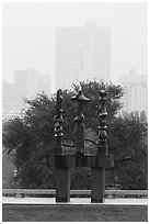 Sculpture garden of Ammon Carter Museum. Fort Worth, Texas, USA ( black and white)