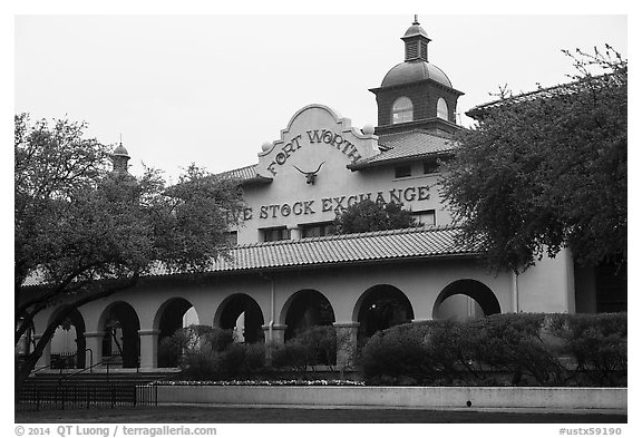 Forth Worth live stock exchange. Fort Worth, Texas, USA (black and white)