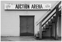 Backdoor of Forth Worth live stock exchange. Fort Worth, Texas, USA ( black and white)