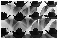 Cowboy hats and shadows. Fort Worth, Texas, USA ( black and white)
