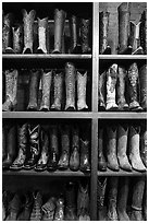 Cowboy boots for sale. Fort Worth, Texas, USA ( black and white)
