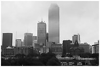 Dallas Skyline near Dealey Plaza. Dallas, Texas, USA ( black and white)