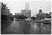 Dealey Plazza in the rain. Dallas, Texas, USA ( black and white)