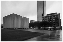 John F Kennedy Memorial Plaza. Dallas, Texas, USA ( black and white)