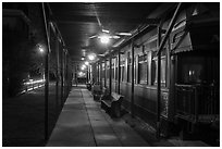 Historic railway car at night. Jefferson, Texas, USA ( black and white)