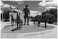 Guardians of America Freedom sculpture, Military Working Dog Teams National Monument. San Antonio, Texas, USA ( black and white)