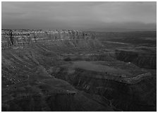 Cliffs near Muley Point, dusk. Bears Ears National Monument, Utah, USA ( black and white)