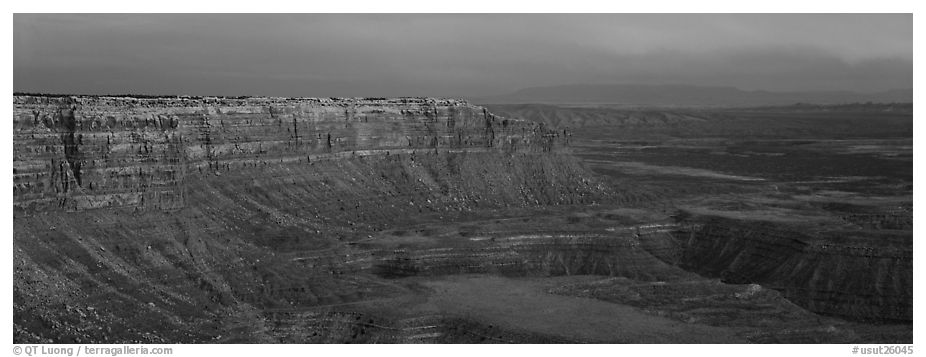 Canyon and cliffs at sunset. Utah, USA (black and white)