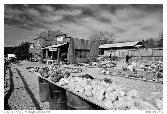 Rocks for sale. Utah, USA (black and white)