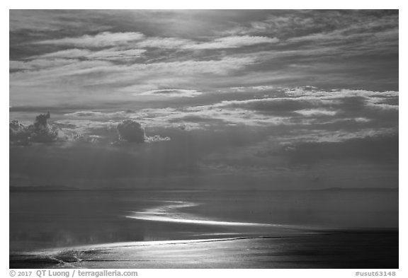 Water shimmering, Great Salt Lake. Utah, USA (black and white)