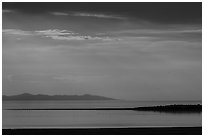 Ridgelines at sunset, Antelope Island, Great Salt Lake,. Utah, USA ( black and white)