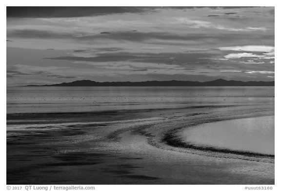 Great Salt Lake sunset. Utah, USA (black and white)