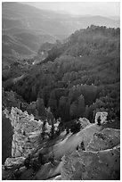 Ridges and hoodoos from North View Lookout. Cedar Breaks National Monument, Utah, USA ( black and white)