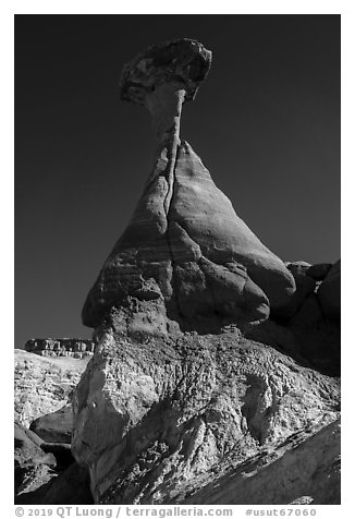 Toadstool Hoodoo. Grand Staircase Escalante National Monument, Utah, USA (black and white)