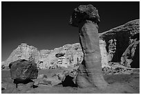 Rock-capped sandstone towers. Grand Staircase Escalante National Monument, Utah, USA ( black and white)