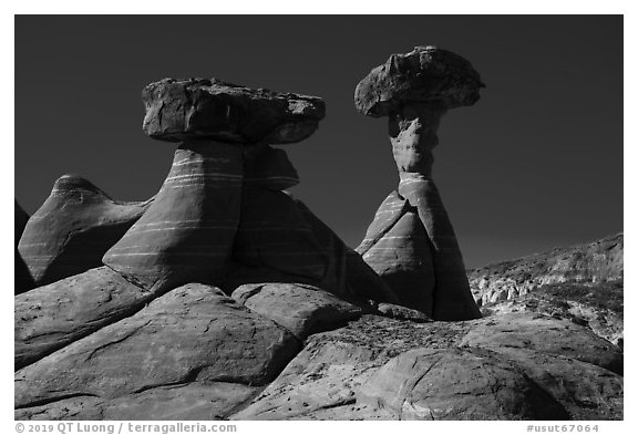 Rimrock Hoodoos. Grand Staircase Escalante National Monument, Utah, USA (black and white)