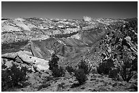 Cockscomb Fault along Cottonwood Canyon Road. Grand Staircase Escalante National Monument, Utah, USA ( black and white)