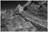 Colorful badlands along Cottonwood Canyon Road. Grand Staircase Escalante National Monument, Utah, USA ( black and white)