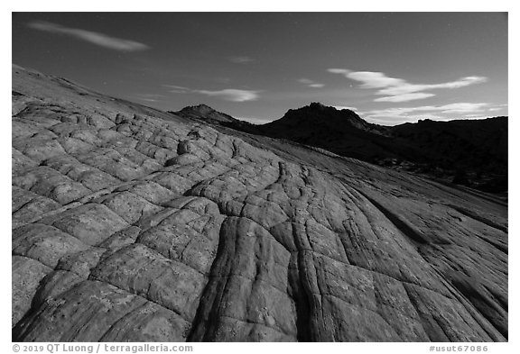 Yellow Rock cross-bedding by moonlight. Grand Staircase Escalante National Monument, Utah, USA (black and white)