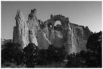 152-foot high Grosvenor Arch, dawn. Grand Staircase Escalante National Monument, Utah, USA ( black and white)