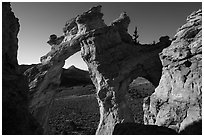 Double span of Grosvenor Arch from the back. Grand Staircase Escalante National Monument, Utah, USA ( black and white)