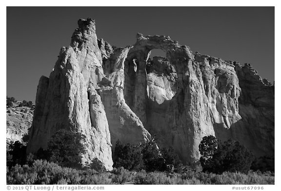 Dakota sandstone Grosvenor Arch. Grand Staircase Escalante National Monument, Utah, USA (black and white)