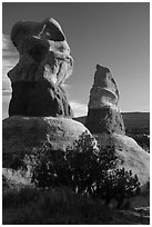 Hoodoos, Devils Garden. Grand Staircase Escalante National Monument, Utah, USA ( black and white)