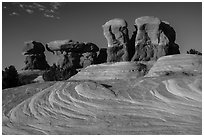 Swirls and hoodoos, Devils Garden. Grand Staircase Escalante National Monument, Utah, USA ( black and white)