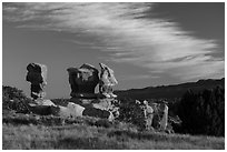 Hoodoos at sunset, Devils Garden. Grand Staircase Escalante National Monument, Utah, USA ( black and white)