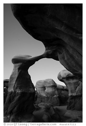 Metate Arch, twilight. Grand Staircase Escalante National Monument, Utah, USA (black and white)