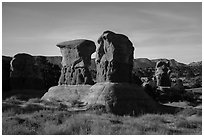 Devils Garden at night. Grand Staircase Escalante National Monument, Utah, USA ( black and white)