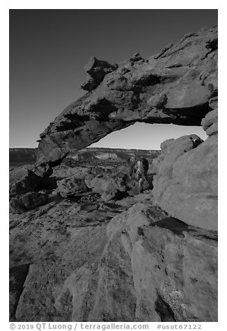 Graceful span of Sunset Arch, early morning. Grand Staircase Escalante National Monument, Utah, USA (black and white)